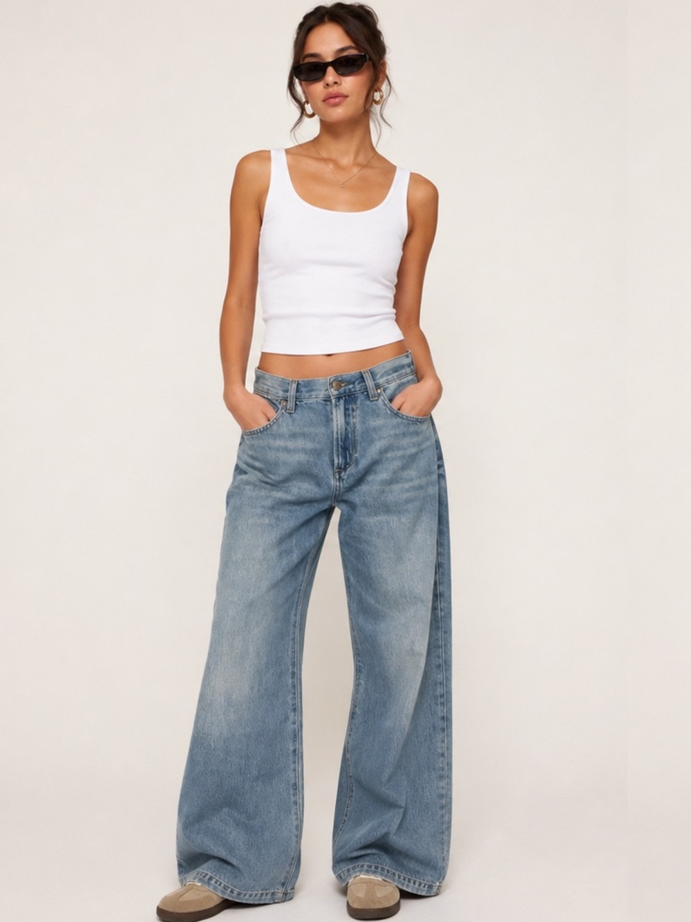 pistola Blue Y2K Wide Leg Relaxed Boho Casual Minimalist Flare Jeans Size 25